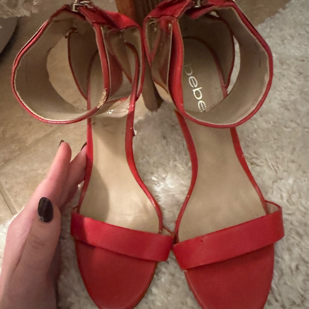 Bebe Red Open-Toe Heels